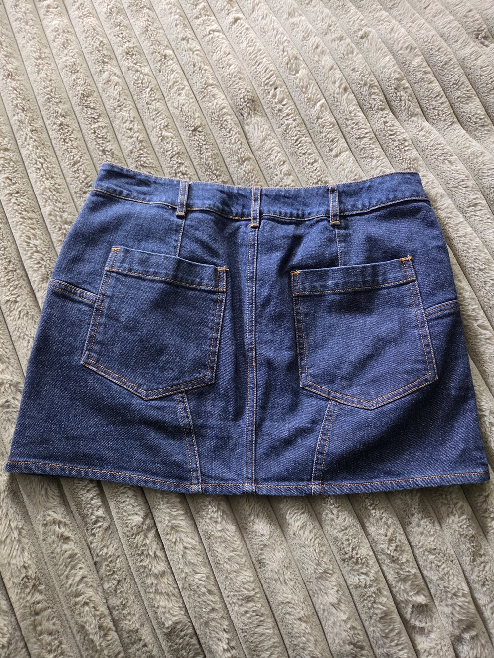 Amanda Uprichard Dark Blue Denim Mini Skirt with Back Pockets